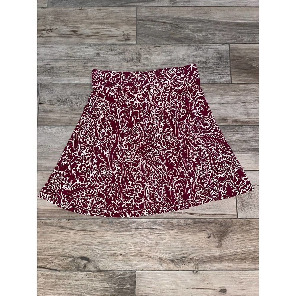 ANN Taylor Loft petite elastic-waist burgundy skirt size small
